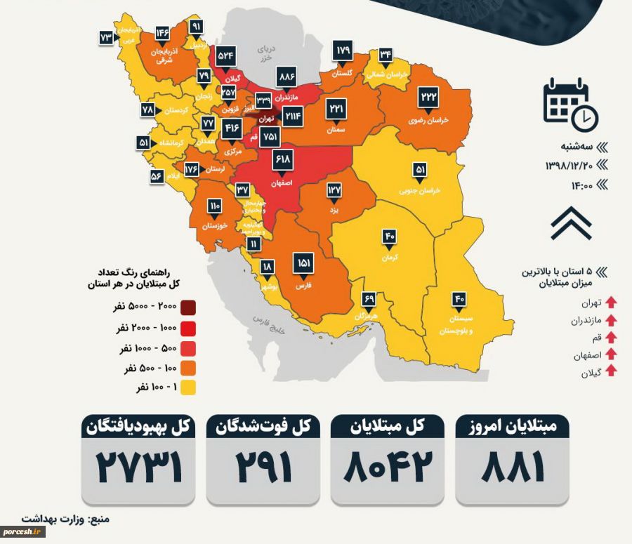 آمارکروناایران20اسفند