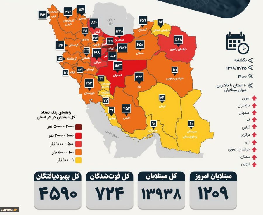 آمارکروناایران25اسفند